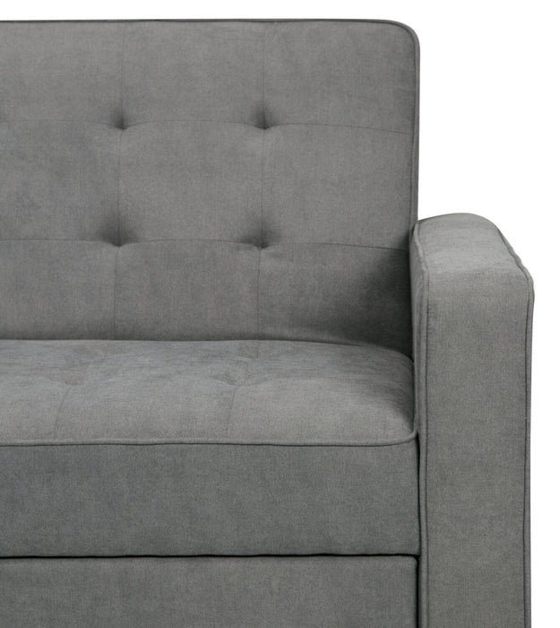 Cory 59\" Velvet Fabric Klik Klak Futon with Tufting - Grey 