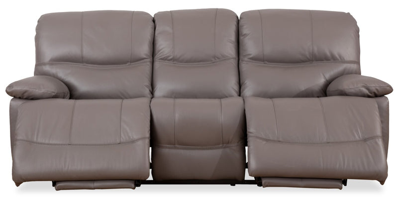 Franco 89\" Genuine Leather Zero Gravity Power Reclining Sofa with USB Ports - Grey 