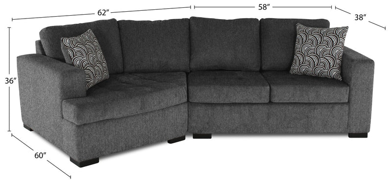 Legend 2-Piece Left-Facing Chenille Cuddler Sectional - Pepper