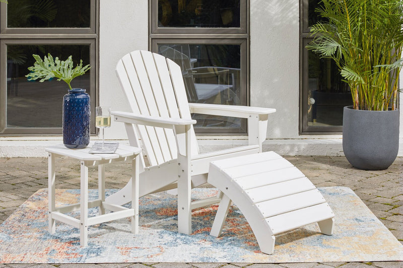 Bask Outdoor Patio Ottoman - High Density Plastic, UV & Weather Resistant - White 