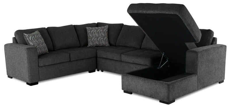Legend 4-Piece Right-Facing Chenille Sleeper Sectional - Pepper 