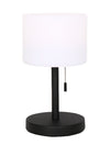 Solana 11” Modern Metal Acrylic Portable Table Lamp with USB Port - Black