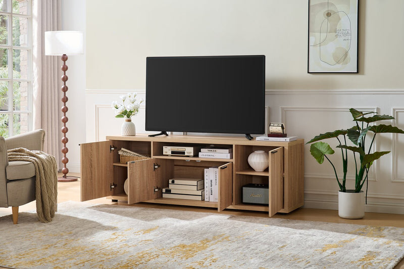 Noren 63\" TV Stand with Storage for TVs up to 58\"- Light Oak