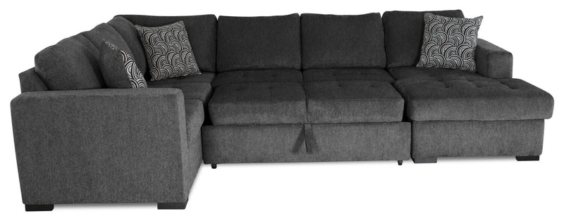 Legend 4-Piece Right-Facing Chenille Sleeper Sectional - Pepper 
