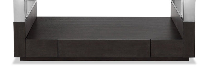 Perrin 50\" Modern Glass Top Coffee Table with Storage and Shelf - Graphite