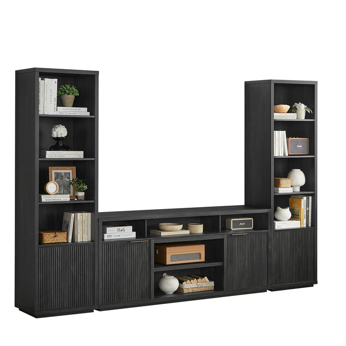 Brenner 104\" 3 Piece Entertainment Center with Storage for TVs Up To 60\" – Charcoal 