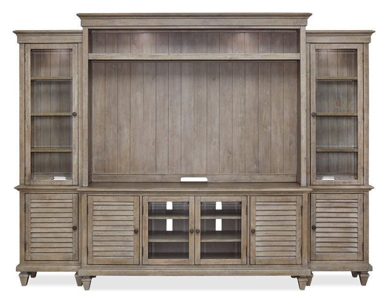 Baron 114\" Rustic 4-Piece Pine Entertainment Centre with Storage and Cable Management for TVs up to 70” 
