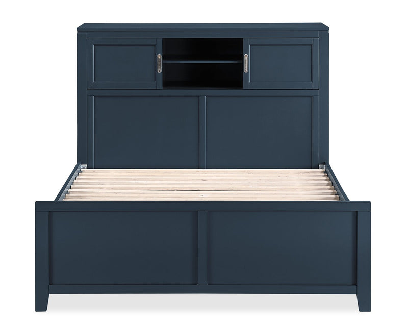 Quinn Full Bookcase Bed with Desk - Blue