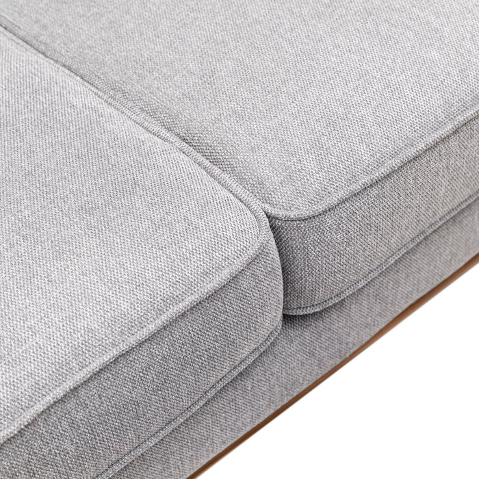Kort & Co. Kassia 80\" Grey Linen-Look Fabric Condo-Size Sofa with Wood Base and Legs