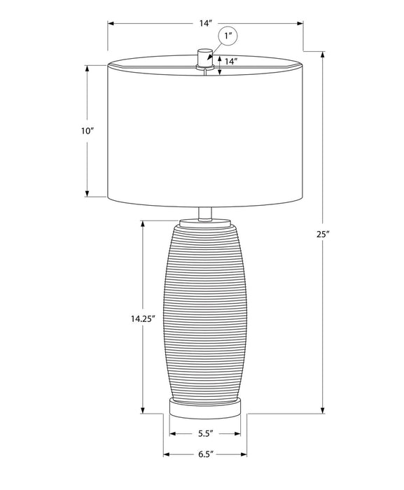 25\" Grey Ceramic with Silver Base Table Lamp