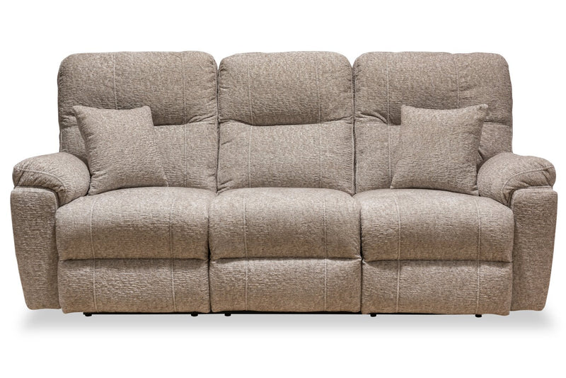 Canadian Made Dawson 87\" Fabric Power Reclining Sofa with USB Port and Accent Pillows - Beige