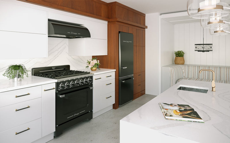 Classic Retro by Unique 36\" 5.2 Cu. Ft. 6-Burner Gas Range with Convection - Midnight Black - UGP-36CR B