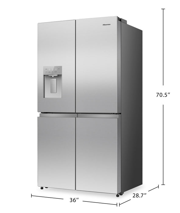 Hisense 36\" 22.5 Cu. Ft. Couter-Depth French 4-Door Refrigerator - Stainless Steel - RF225A3CSE