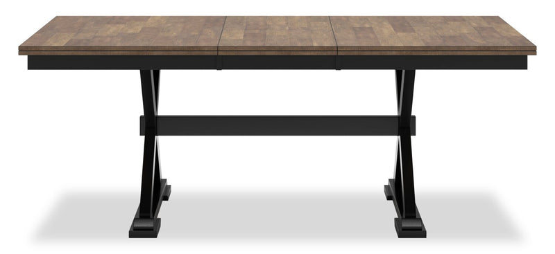 Raven 6pc Dining Package with 60-78\"W Extension Table, Bench & 4 Chairs - Two-Tone Black & Brown