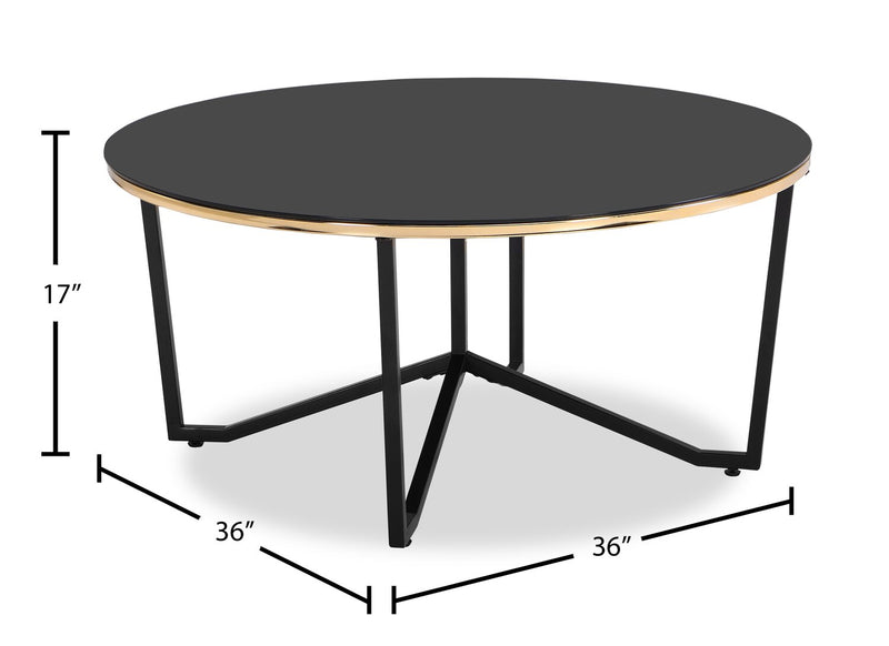 Xander Round Glass Coffee Table - Black