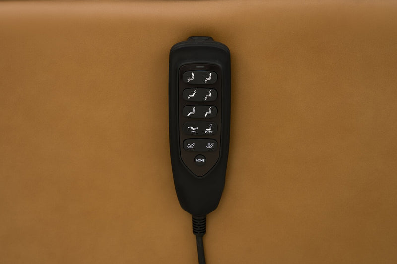Serene 31\" Tan Genuine Leather Power Reclining Massage Chair with Power Headrest and Heated Seat