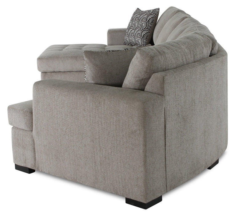 Legend 3-Piece Right-Facing Chenille Cuddler Sleeper Sectional with Chaise - Platinum 