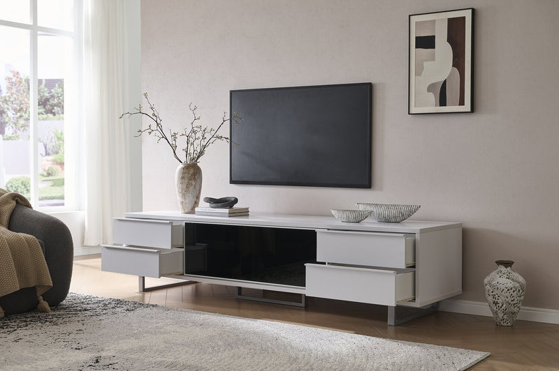 Amelia 89\" x 22\" Modern TV Stand with Storage and Cable Management for TVs up to 100\" - White