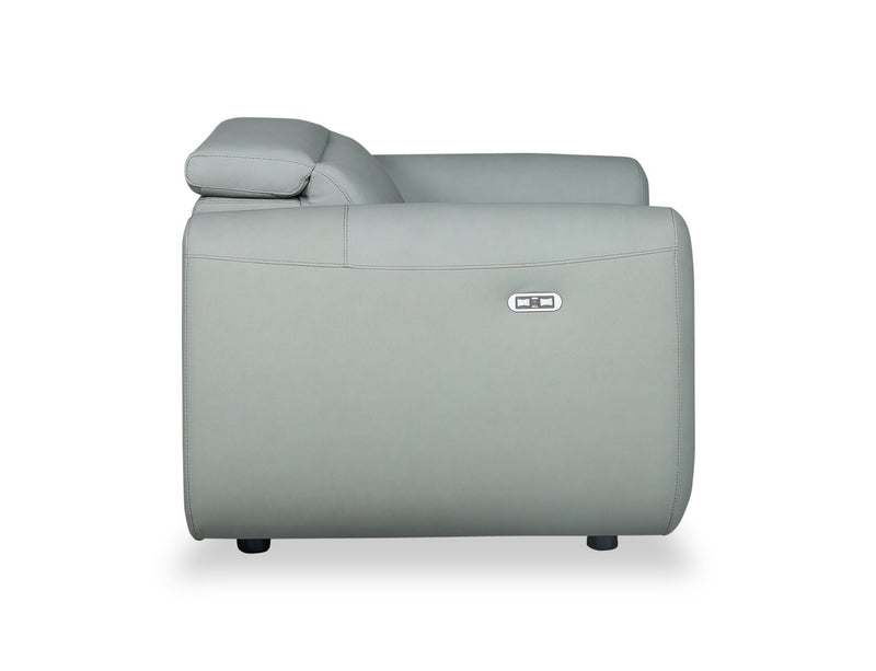 Gianna 40\" Spa Blue Genuine Leather Power Reclining Chair with Power Headrest and USB Port