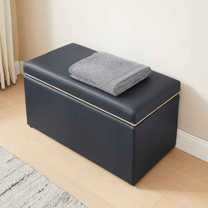 Edmonton Rectangular Storage Ottoman - Navy