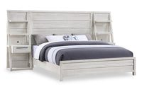 Haven Pier Bed with Headboard, Frame & 2 Piers, USB, LED, White - King Size