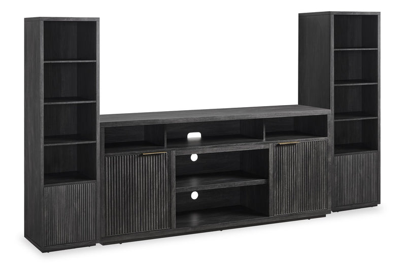 Brenner 104\" 3 Piece Entertainment Center with Storage for TVs Up To 60\" – Charcoal 
