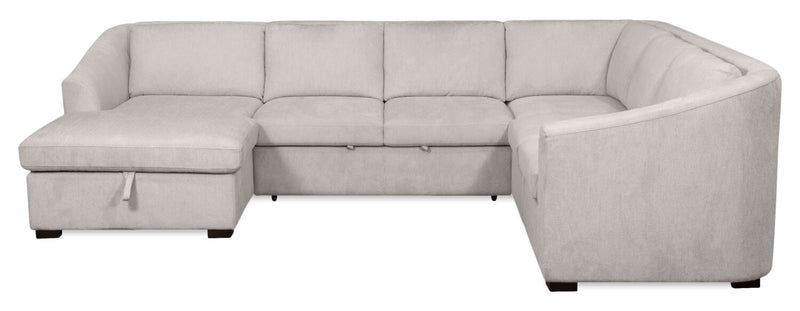 Envy 5-Piece Left-Facing Chenille Fabric Sleeper Sectional with Storage Chaise - Fog Grey
