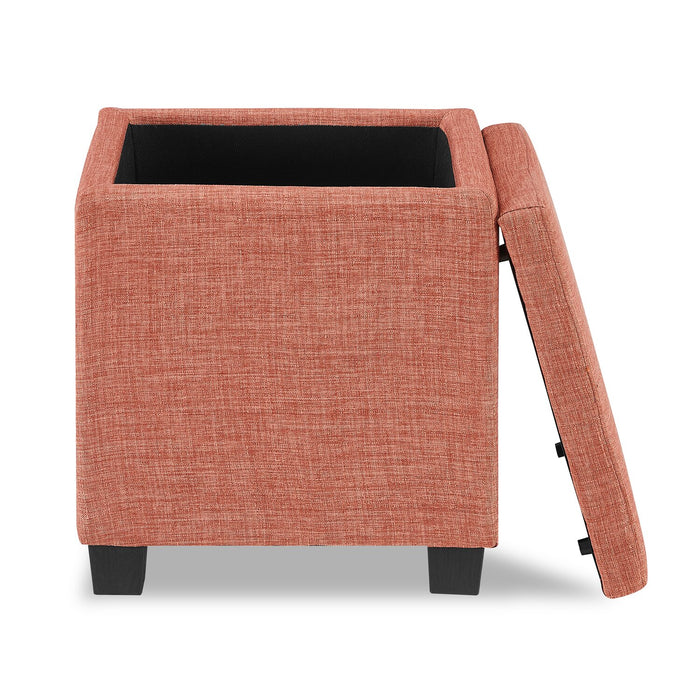 Halifax Square Fabric Storage Ottoman - Orange