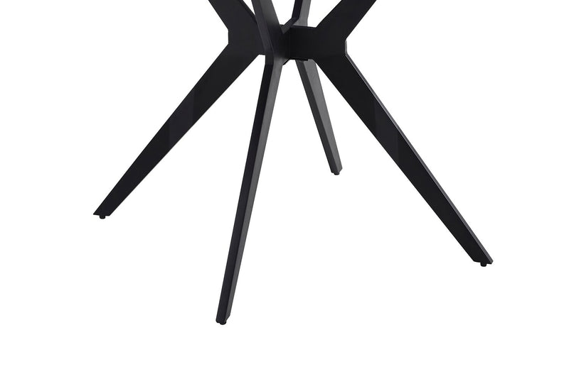 Luka Dining Table with Sintered Stone Top, Metal Base - 43.5\"W Round – White