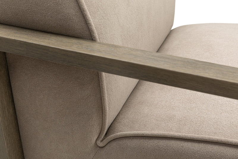 Modell 29.5\" Velvet Swivel Accent Chair with Wood Arms - Beige