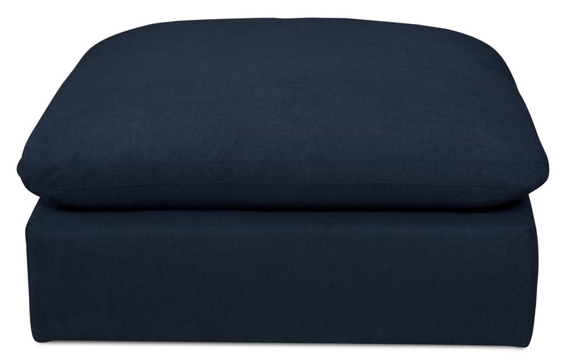 Eclipse Modular 43\" Linen-Look Fabric Ottoman with Feather Down Cushion - Navy Blue 