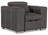 Drake 41.5\" Faux Suede Fabric Chair with Pull-Out Ottoman and Flip-Up Headrest - Cement Grey 