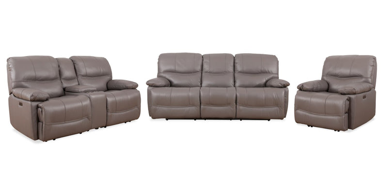 Franco 79\" Genuine Leather Zero Gravity Power Reclining Loveseat with Storage Console and USB Ports - Grey 
