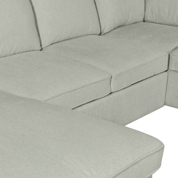 Haven 4-Piece Chenille Left-Facing Sleeper Sectional - Seafoam