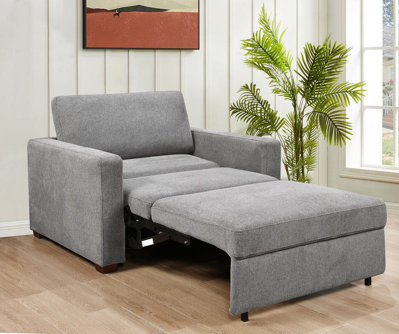 Dusk 52 \" Linen-Look Fabric Sleeper Chair with Track Arms - Grey