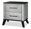 Blake Bedside 2-Drawer Nightstand, 24"W x 22"H - Grey & Black