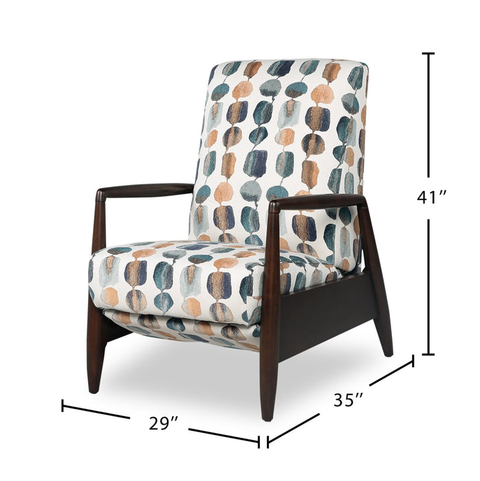 Raven 28.5\" Teal Multicolour Chenille Fabric Pushback Reclining Accent Chair