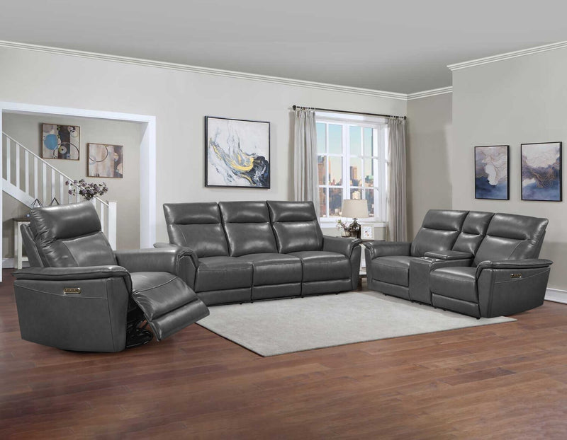 Chateau d’Ax Angelo 75.59\" Genuine Leather Power Reclining Loveseat with Power Headrests - Grey
