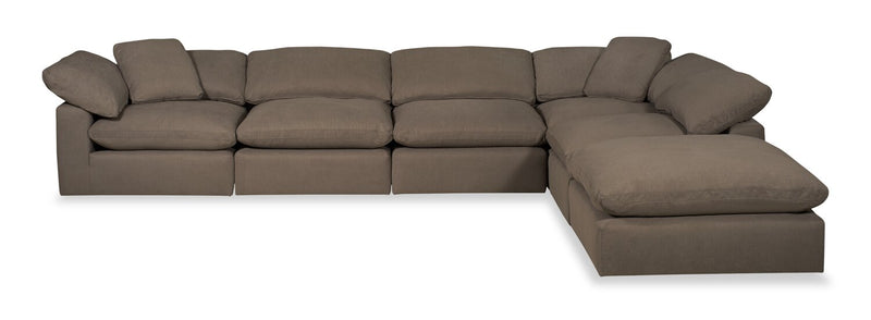 Eclipse 6-Piece Linen-Look Fabric Modular Sectional - Slate 