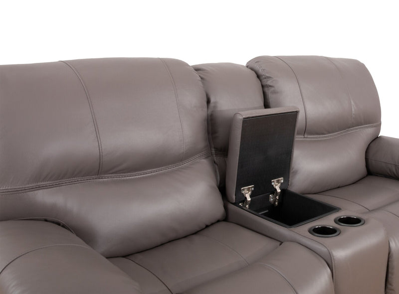 Franco 79\" Genuine Leather Zero Gravity Power Reclining Loveseat with Storage Console and USB Ports - Grey 