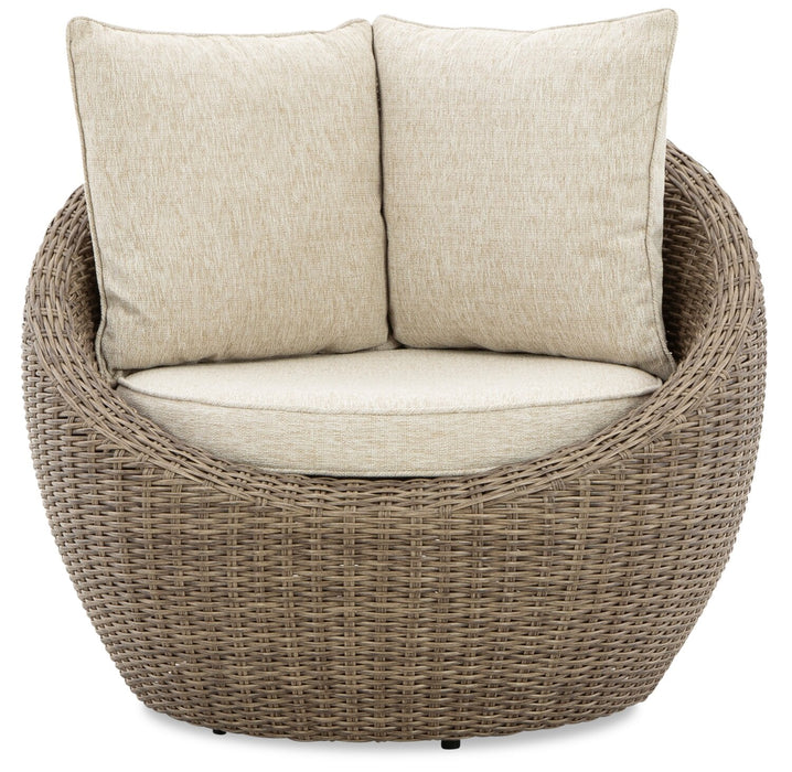 Lume Outdoor Patio Set of 2 Chairs - Resin Wicker & Nuvella Fabric , UV & Weather Resistant - Natural/Beige 