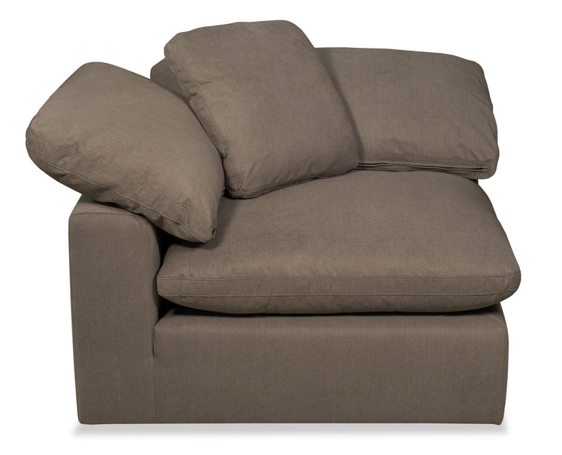 Eclipse Modular 38\" Linen-Look Fabric Armless Chair with Reversible Feather Down Cushions - Slate Grey 