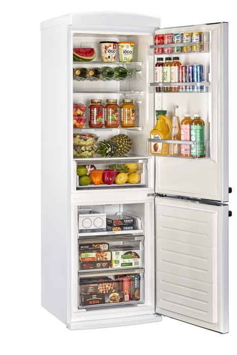 Classic Retro by Unique 24\" 12 Cu. Ft. Bottom-Freezer Refrigerator - Marshmallow White - UGP-340L W AC