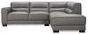 Citadel 2-Piece Right-Facing Top-Grain Genuine Leather Sectional with Rubberwood Legs - Grey