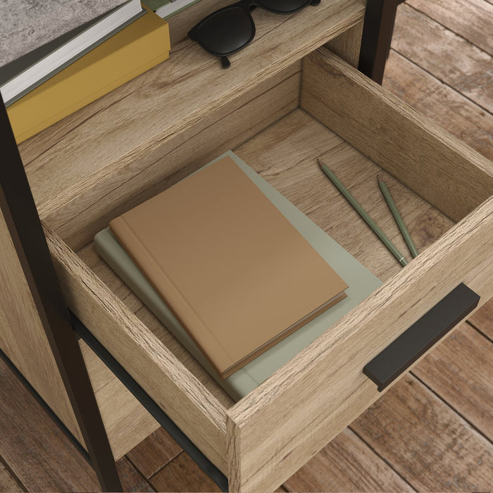 Bradley 55.91\" L-Shaped Office Desk with Cabinet – Prime Oak