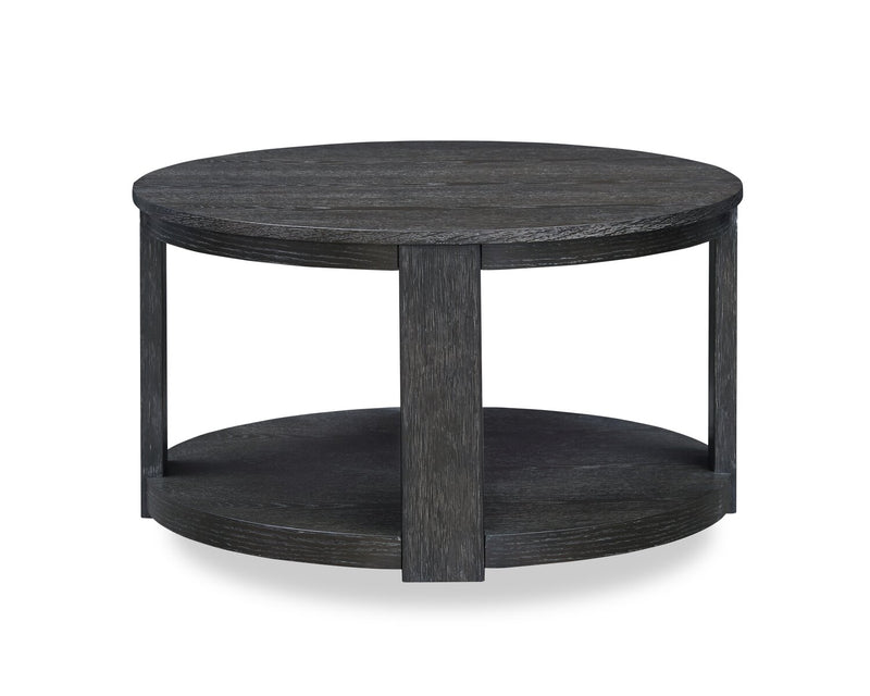 Declan 31.5\" Modern Round Coffee Table with Shelf - Black