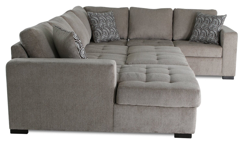 Legend 4-Piece Left-Facing Chenille Sleeper Sectional - Platinum 