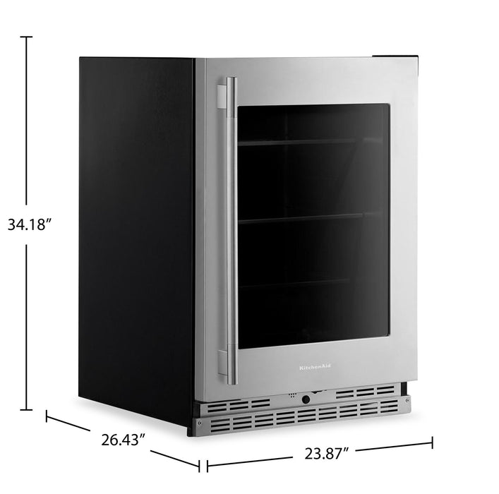 KitchenAid 24\" Undercounter Refrigerator with Metallic Accents – PrintShield Stainless Steel - KURR524SPS