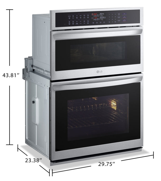 LG 30\" 6.4 Cu. Ft. Electric Combination Wall Oven with True Convection - Smudge Proof Stainless Stee… 