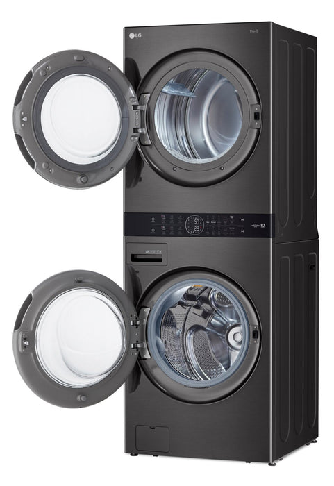 LG 5.2 Washer/7.4 Dryer Cu. Ft. Front-Load High-Efficiency Steam Washtower™ - Black Steel - WKGX201H… 